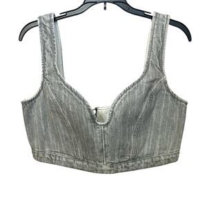 IRO Clovis Denim Cropped Tank Top Size 40 EU 8 US Graphite Gray Festival Western